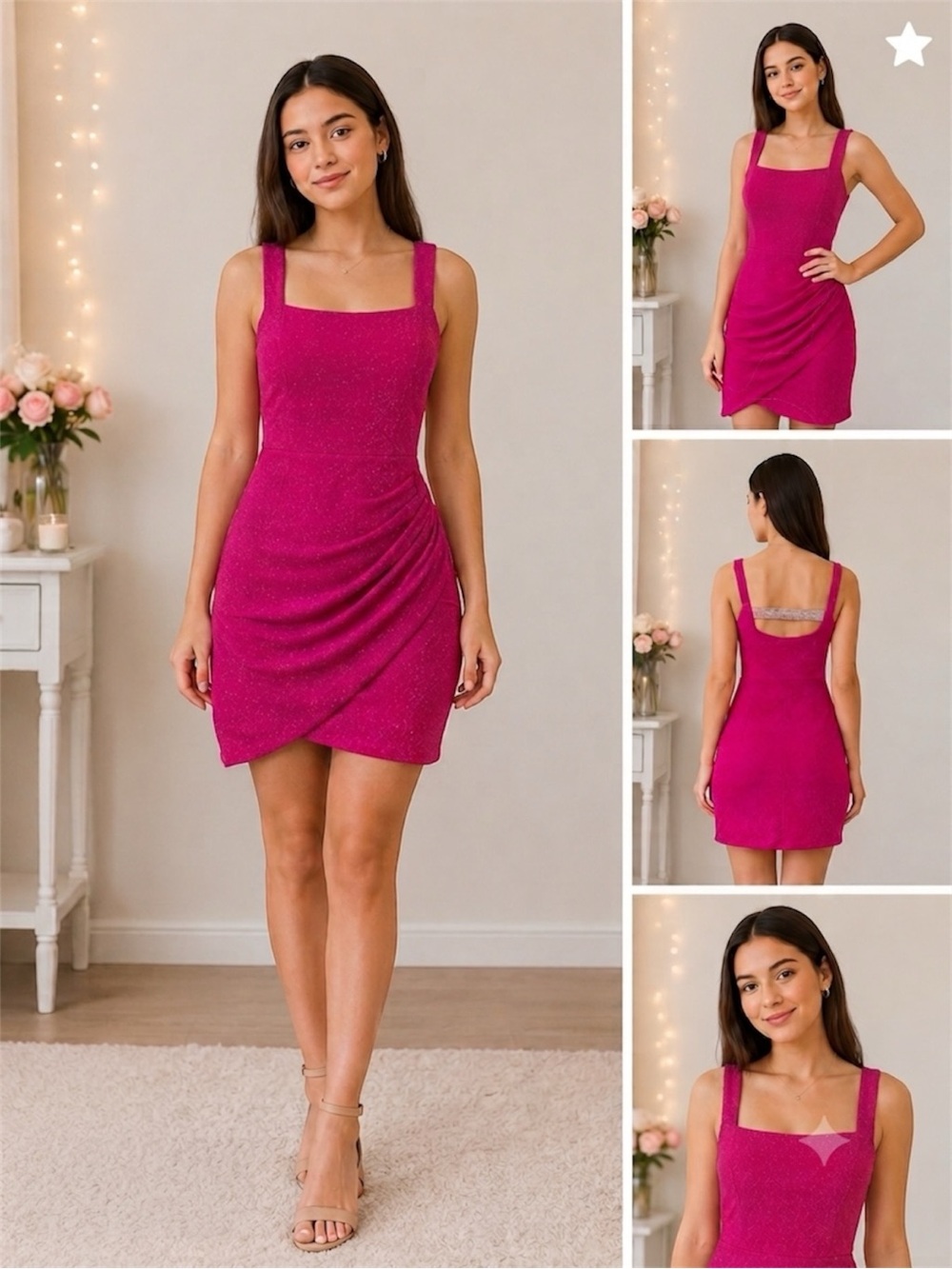 Poppies and Roses Hot Pink Glitter Mini Dress Big girl Size XL (16 ) (NWT)
